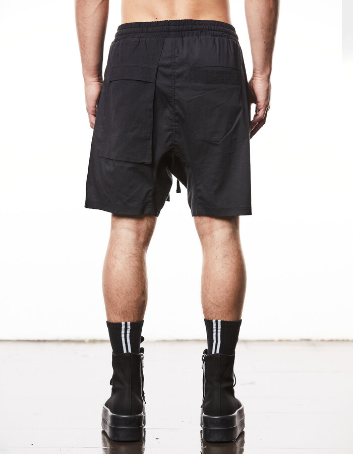 THOM KROM LINEN PATCH POCKET STRETCH COTTON BLEND SHORT - BLACK