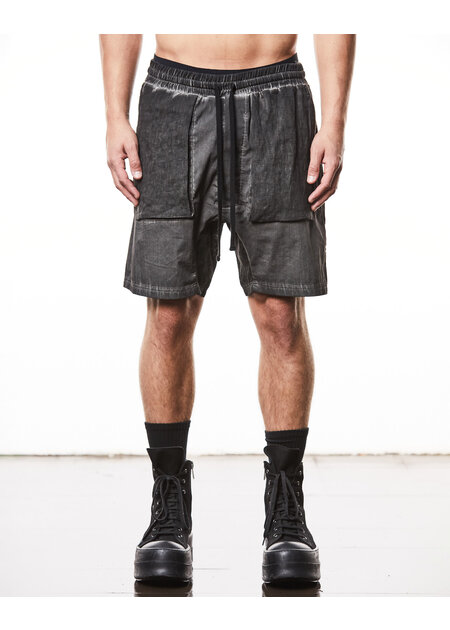 THOM KROM LINEN PATCH POCKET STRETCH COTTON BLEND SHORT - OIL