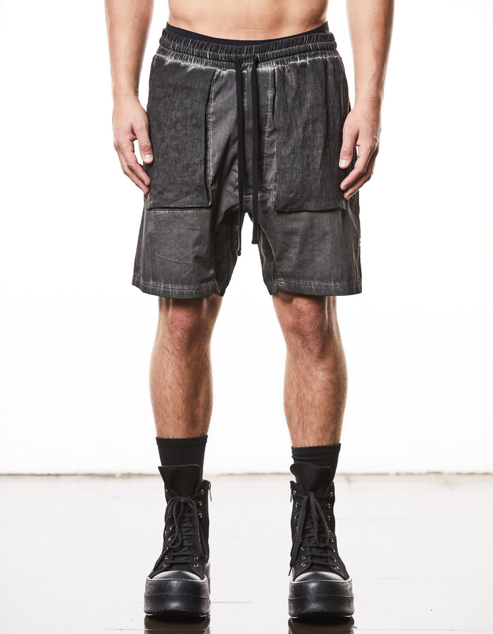 THOM KROM LINEN PATCH POCKET STRETCH COTTON BLEND SHORT - OIL