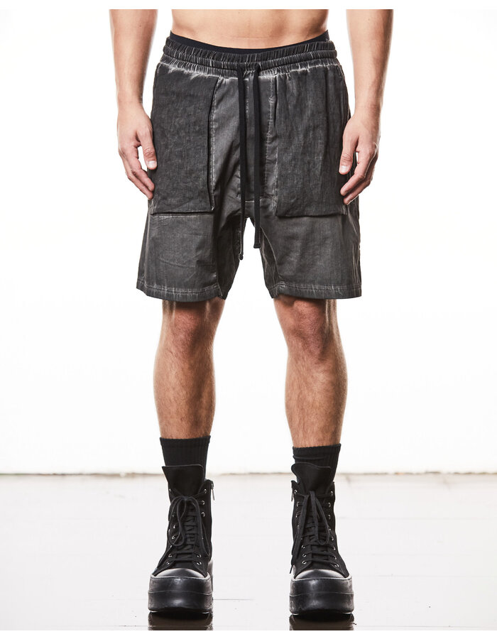 THOM KROM LINEN PATCH POCKET STRETCH COTTON BLEND SHORT - OIL