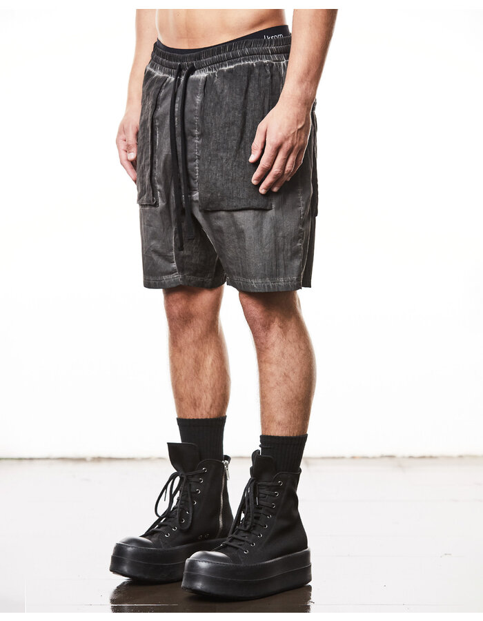 THOM KROM LINEN PATCH POCKET STRETCH COTTON BLEND SHORT - OIL