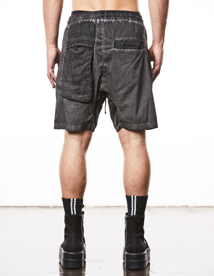 THOM KROM LINEN PATCH POCKET STRETCH COTTON BLEND SHORT - OIL