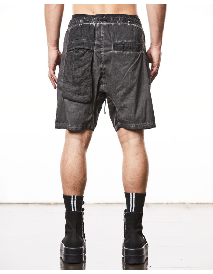 THOM KROM LINEN PATCH POCKET STRETCH COTTON BLEND SHORT - OIL