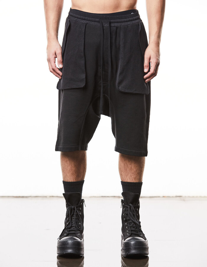 THOM KROM DROP CROTCH COTTON SHORT WITH MESH POCKET