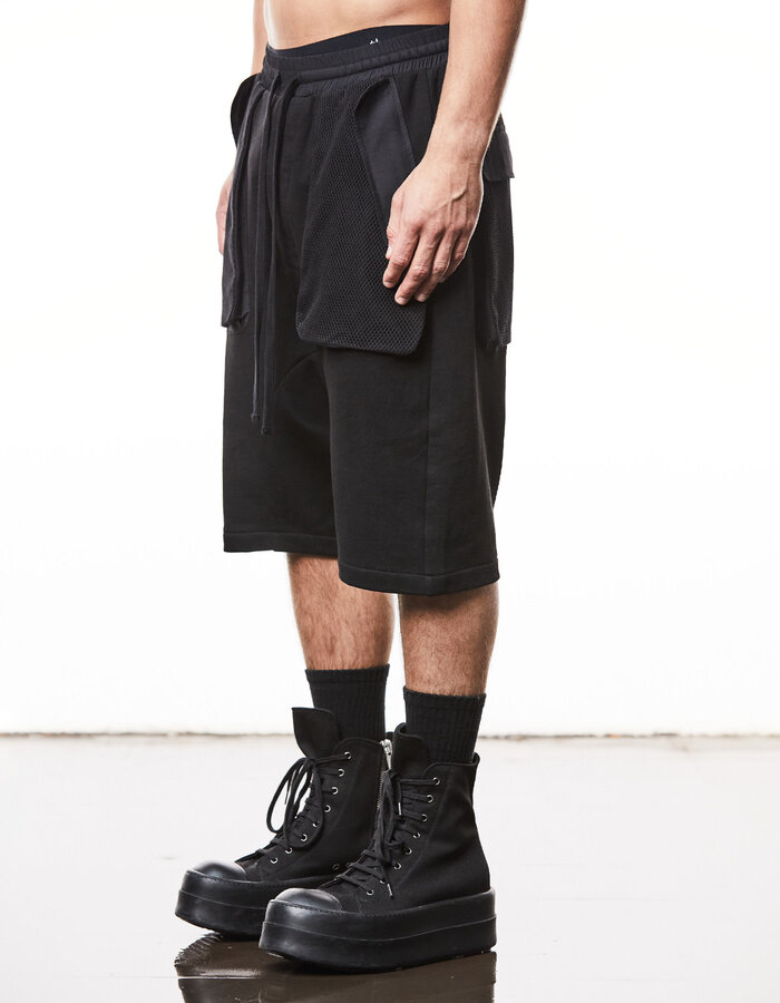THOM KROM DROP CROTCH COTTON SHORT WITH MESH POCKET