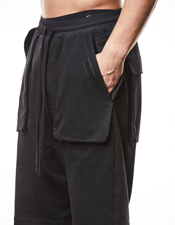 THOM KROM DROP CROTCH COTTON SHORT WITH MESH POCKET