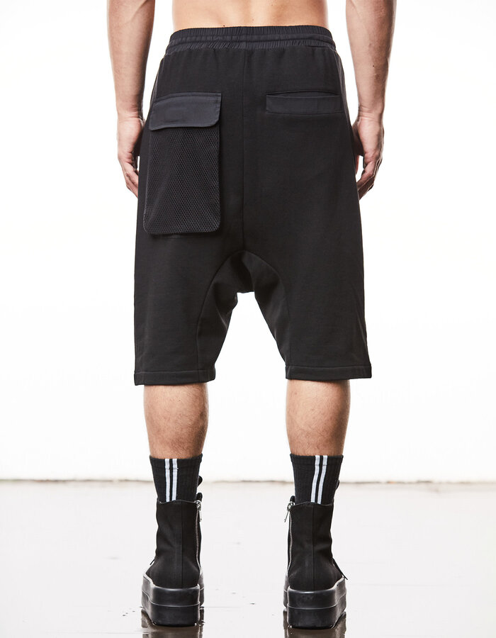 THOM KROM DROP CROTCH COTTON SHORT WITH MESH POCKET