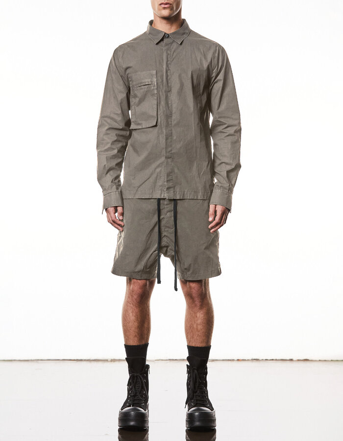 THOM KROM LIGHT COTTON DROP CROTCH SHORTS - ROCK