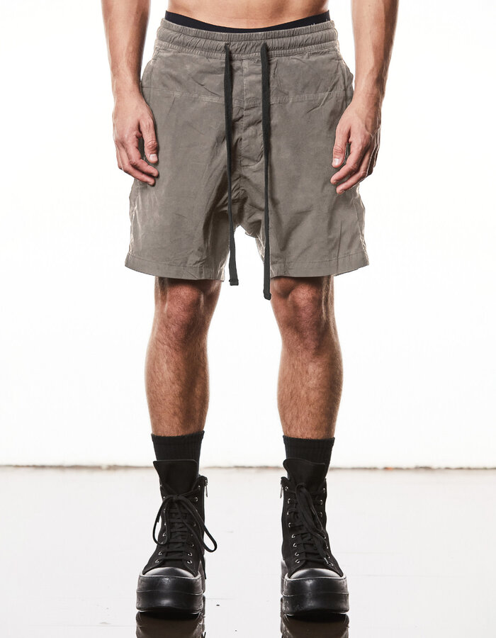THOM KROM LIGHT COTTON DROP CROTCH SHORTS - ROCK