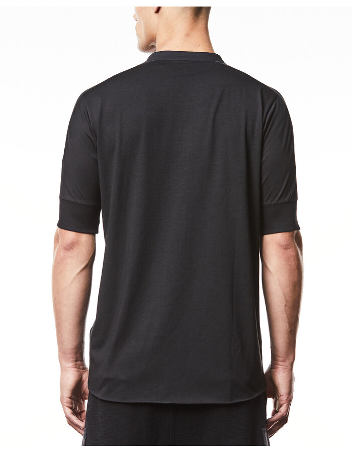 THOM KROM COTTON & MODAL CONCEALED BUTTON MANDARIN SHORT SLEEVE SHIRT