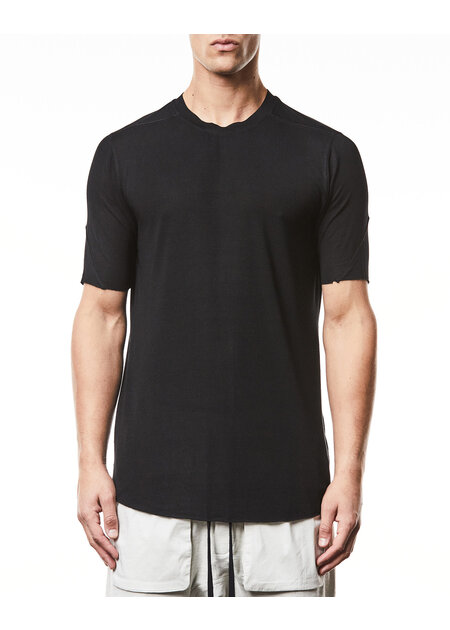 THOM KROM VORTEX VISCOSE FITTED SHORT SLEEVE T-SHIRT - BLACK