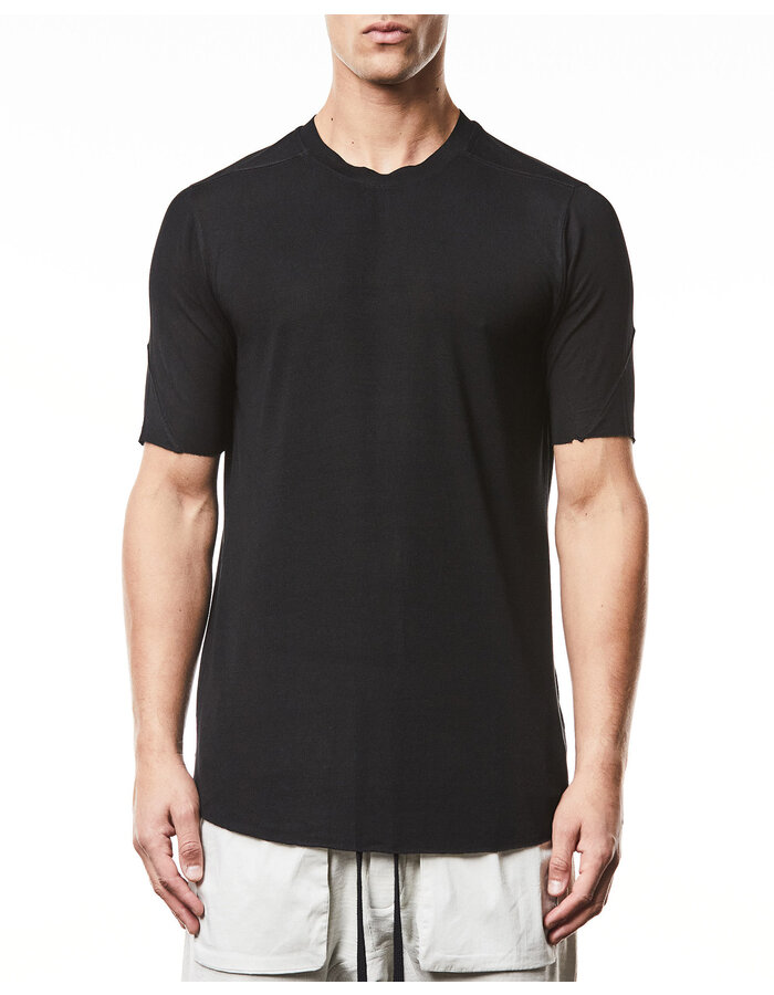 THOM KROM VORTEX VISCOSE FITTED SHORT SLEEVE T-SHIRT - BLACK