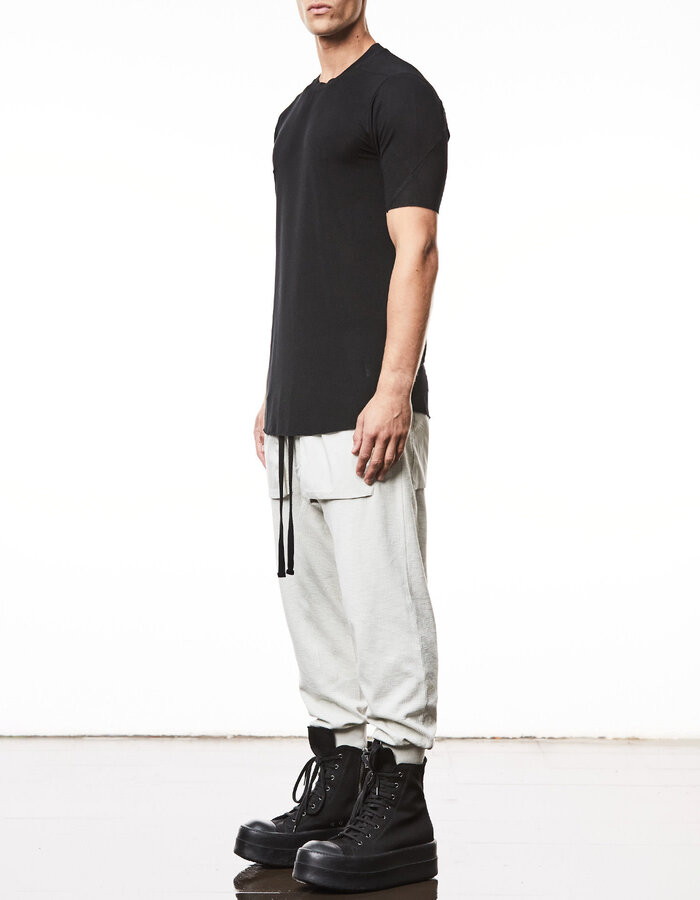THOM KROM VORTEX VISCOSE FITTED SHORT SLEEVE T-SHIRT - BLACK