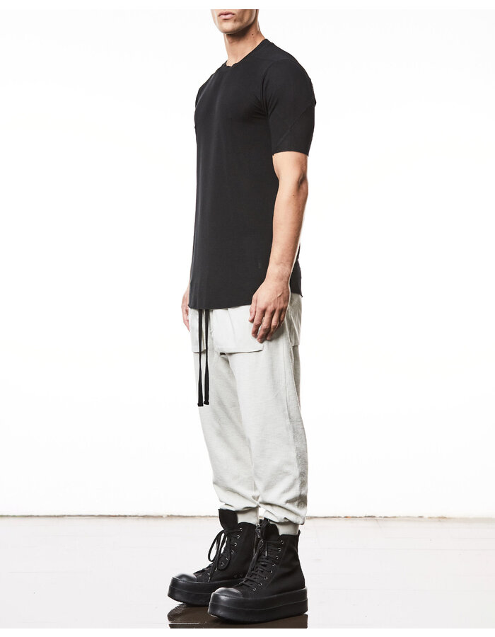 THOM KROM VORTEX VISCOSE FITTED SHORT SLEEVE T-SHIRT - BLACK