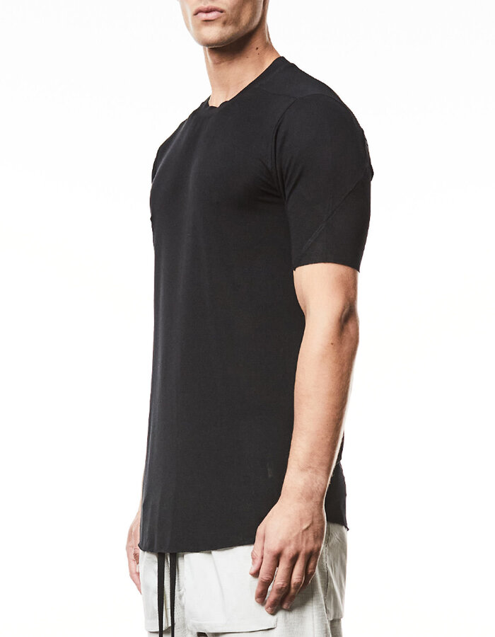 THOM KROM VORTEX VISCOSE FITTED SHORT SLEEVE T-SHIRT - BLACK