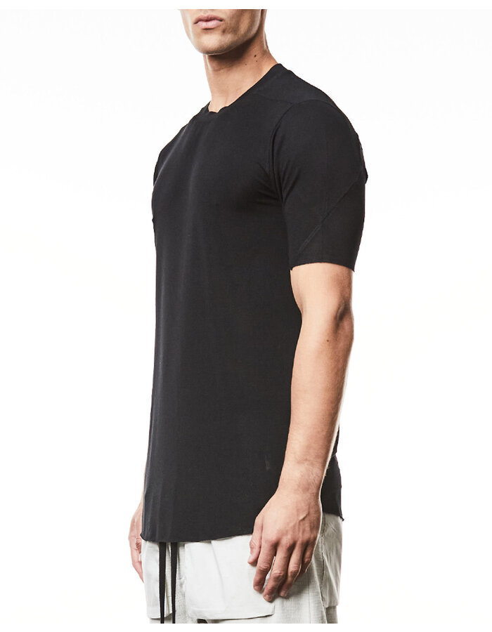 THOM KROM VORTEX VISCOSE FITTED SHORT SLEEVE T-SHIRT - BLACK