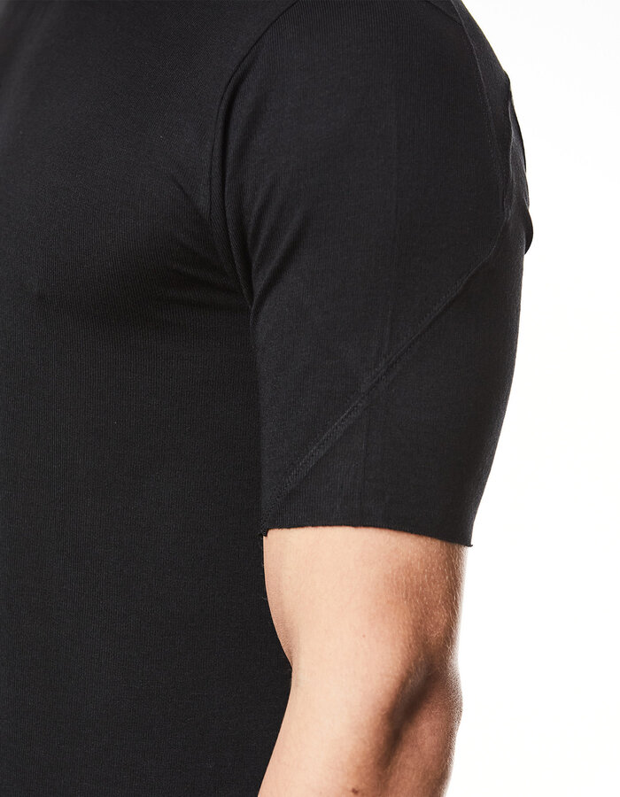 THOM KROM VORTEX VISCOSE FITTED SHORT SLEEVE T-SHIRT - BLACK