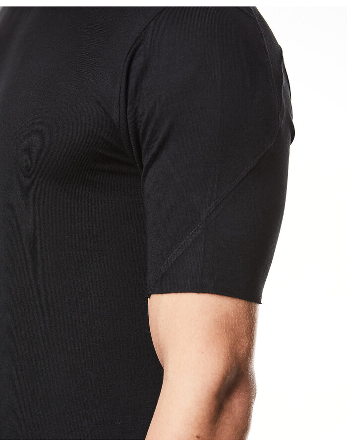 THOM KROM VORTEX VISCOSE FITTED SHORT SLEEVE T-SHIRT - BLACK