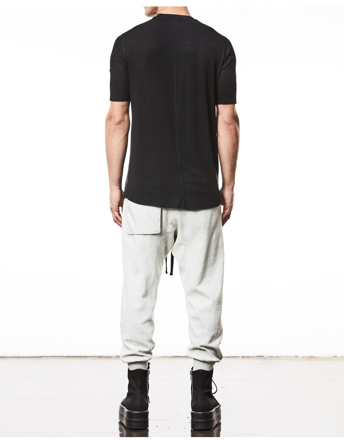 THOM KROM VORTEX VISCOSE FITTED SHORT SLEEVE T-SHIRT - BLACK