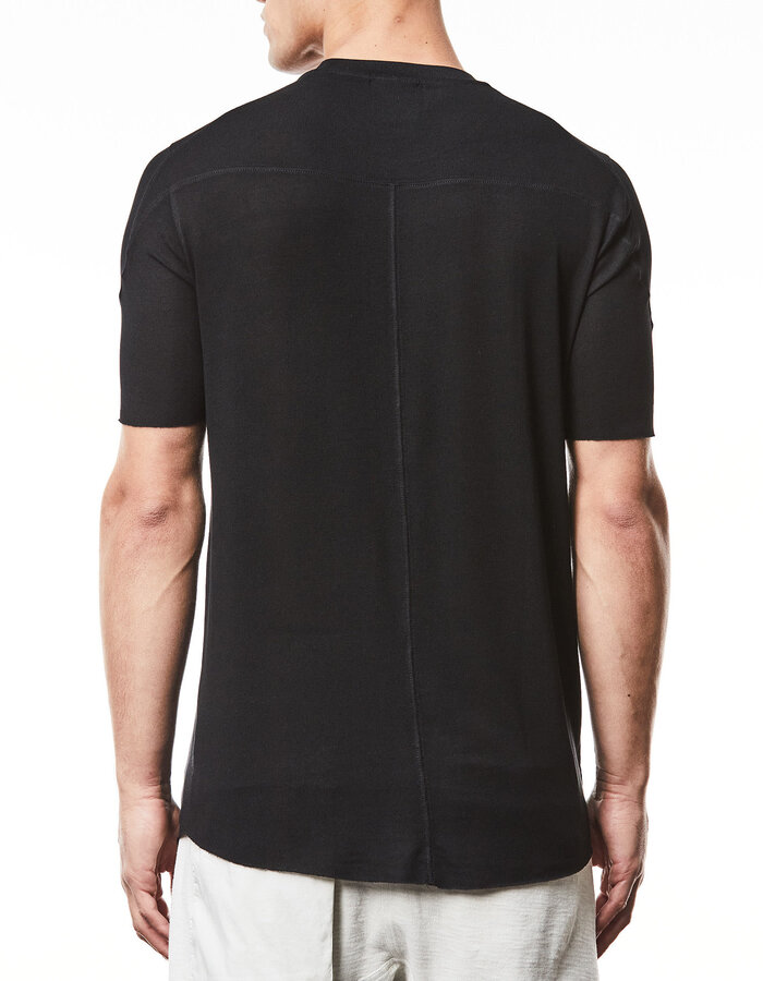 THOM KROM VORTEX VISCOSE FITTED SHORT SLEEVE T-SHIRT - BLACK
