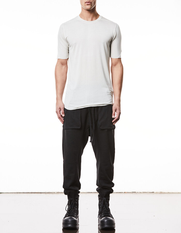 THOM KROM VORTEX VISCOSE FITTED SHORT SLEEVE T-SHIRT - DUNE