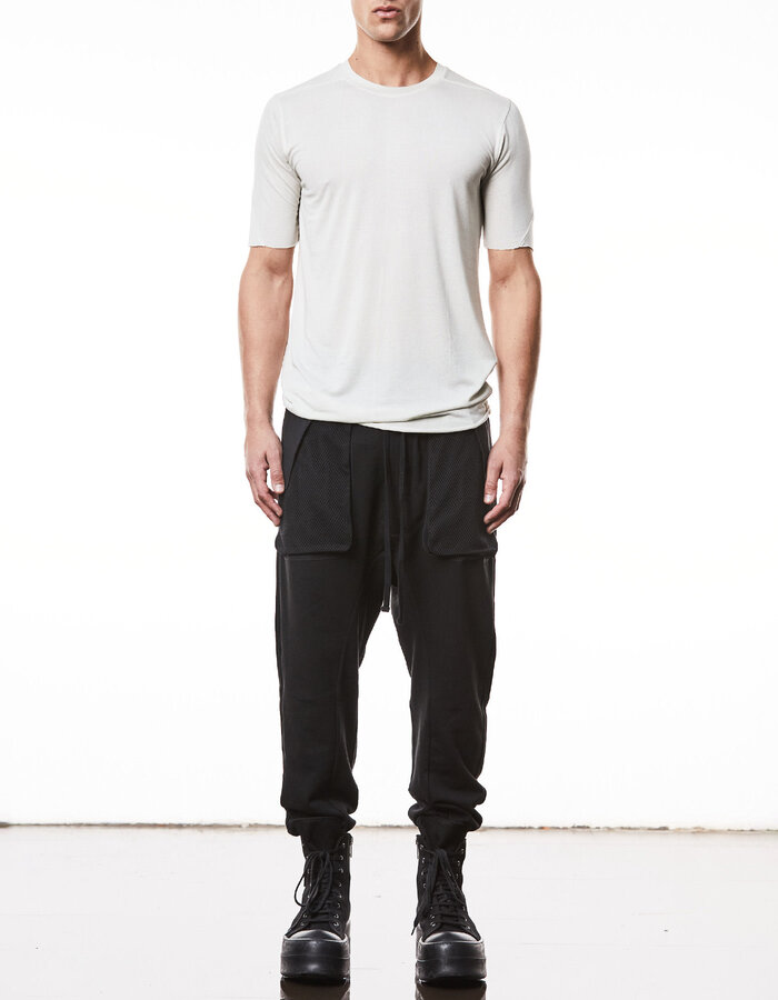 THOM KROM VORTEX VISCOSE FITTED SHORT SLEEVE T-SHIRT - DUNE