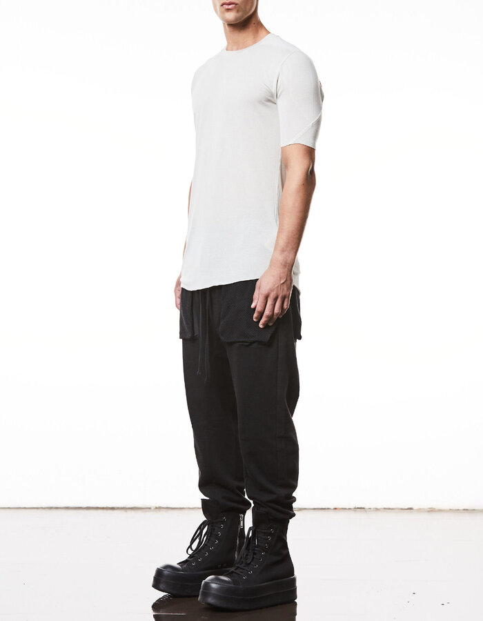 THOM KROM VORTEX VISCOSE FITTED SHORT SLEEVE T-SHIRT - DUNE