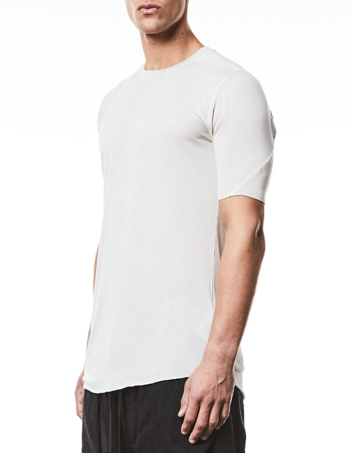 THOM KROM VORTEX VISCOSE FITTED SHORT SLEEVE T-SHIRT - DUNE