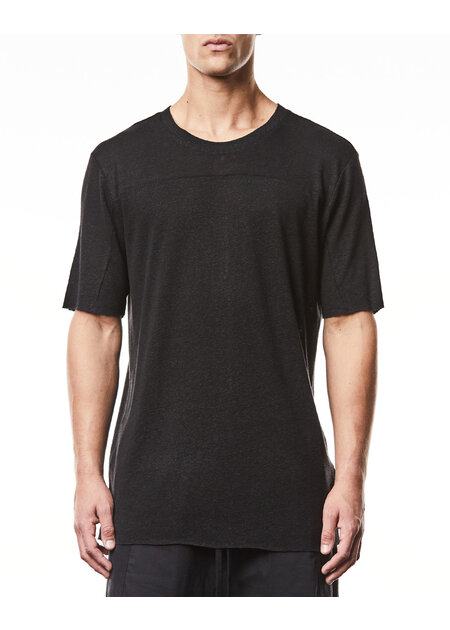 THOM KROM LINEN / VISCOSE CREW NECK T-SHIRT - BLACK