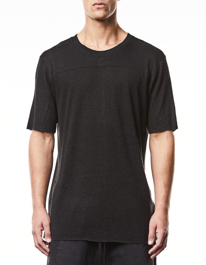 THOM KROM LINEN / VISCOSE CREW NECK T-SHIRT - BLACK