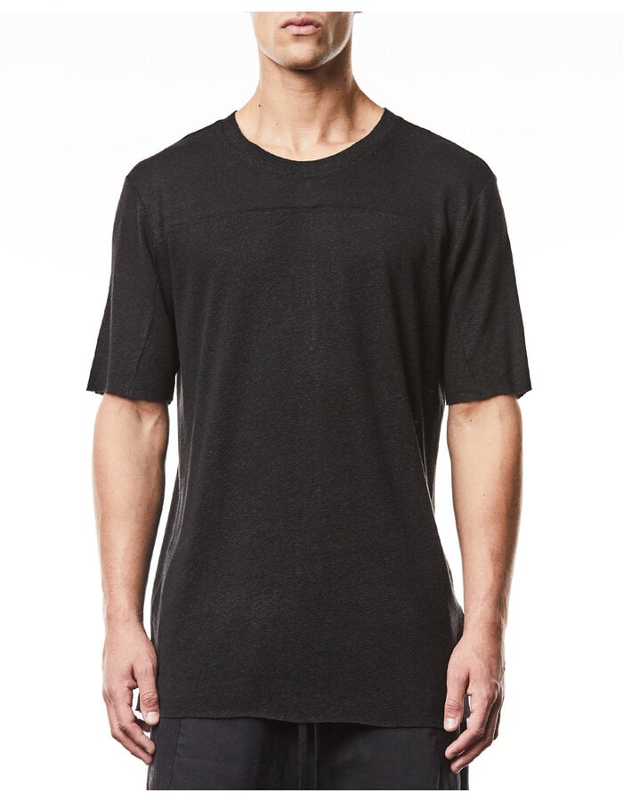 THOM KROM LINEN / VISCOSE CREW NECK T-SHIRT - BLACK