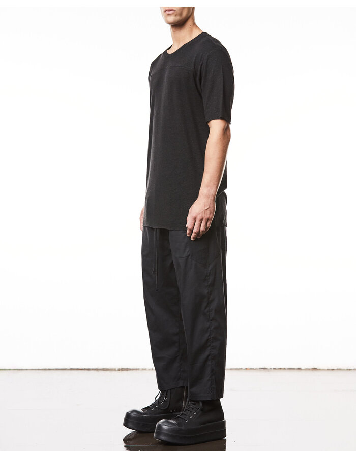 THOM KROM LINEN / VISCOSE CREW NECK T-SHIRT - BLACK