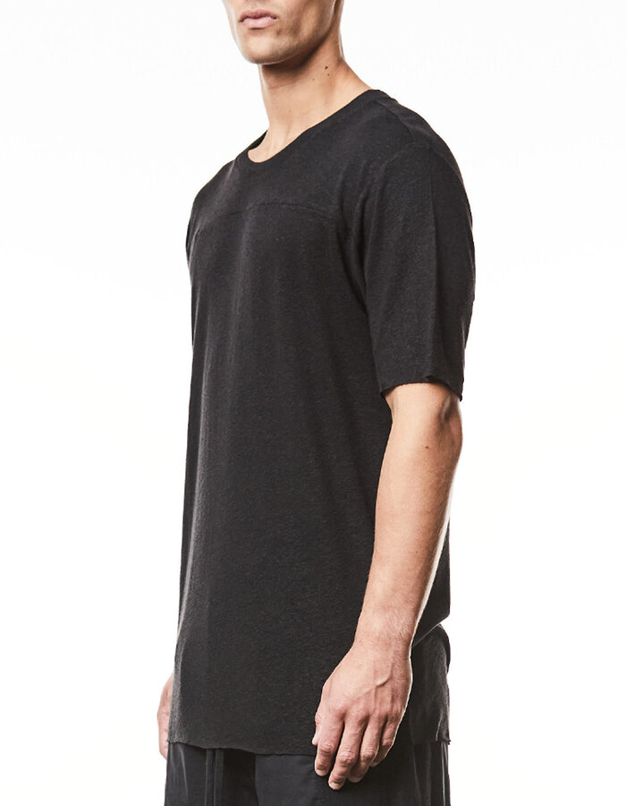 THOM KROM LINEN / VISCOSE CREW NECK T-SHIRT - BLACK