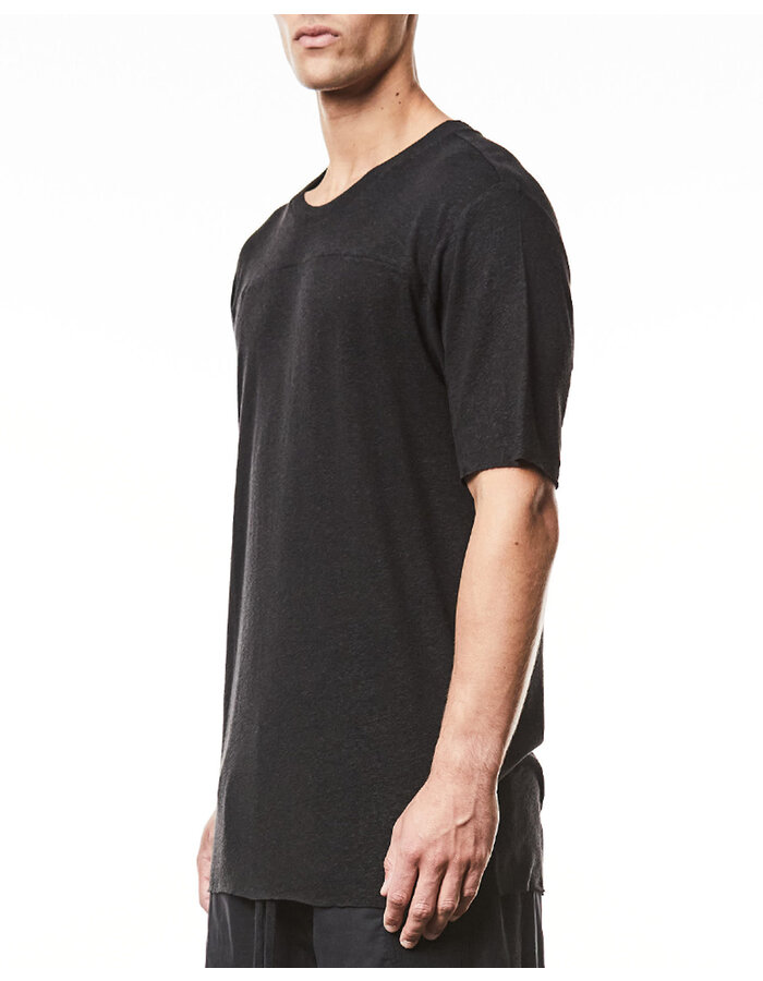 THOM KROM LINEN / VISCOSE CREW NECK T-SHIRT - BLACK