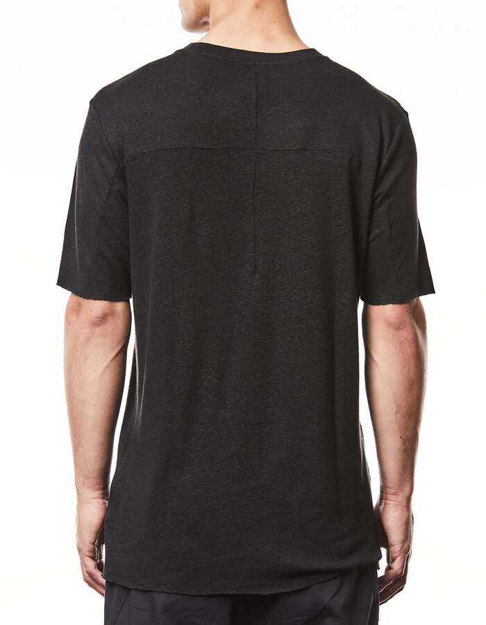 THOM KROM LINEN / VISCOSE CREW NECK T-SHIRT - BLACK