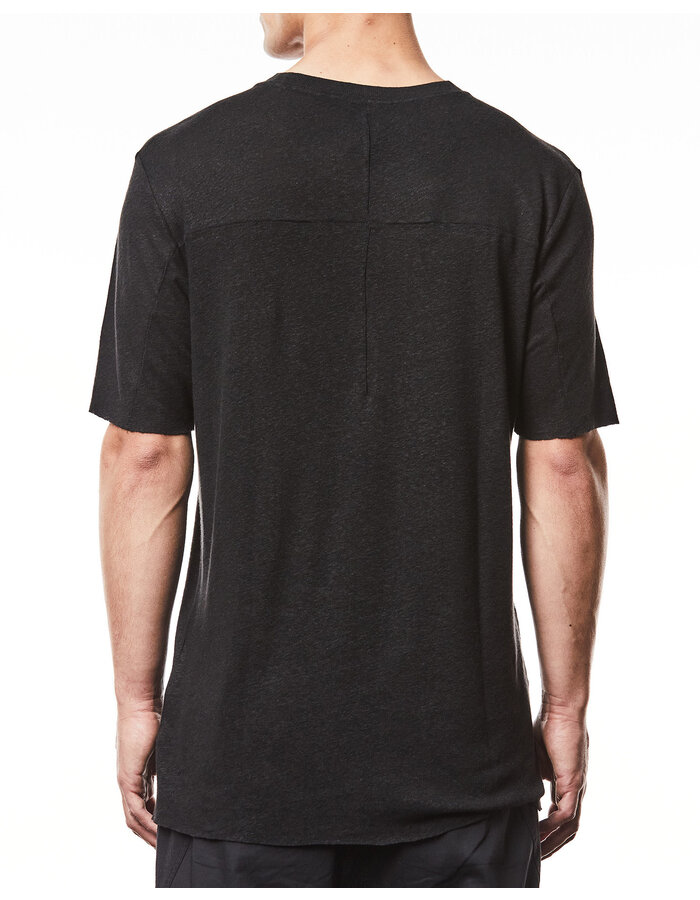 THOM KROM LINEN / VISCOSE CREW NECK T-SHIRT - BLACK