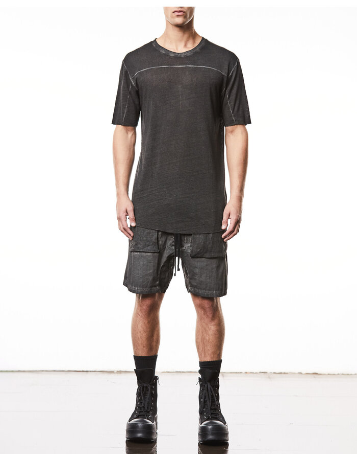 THOM KROM LINEN / VISCOSE CREW NECK T-SHIRT - OIL
