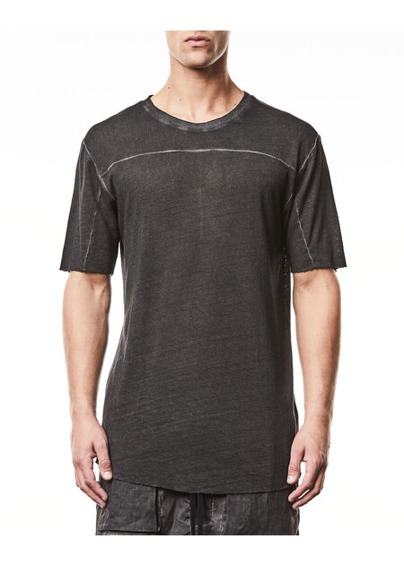 THOM KROM LINEN / VISCOSE CREW NECK T-SHIRT - OIL