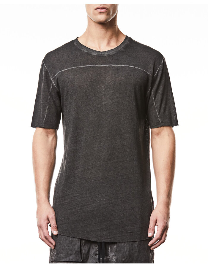 THOM KROM LINEN / VISCOSE CREW NECK T-SHIRT - OIL