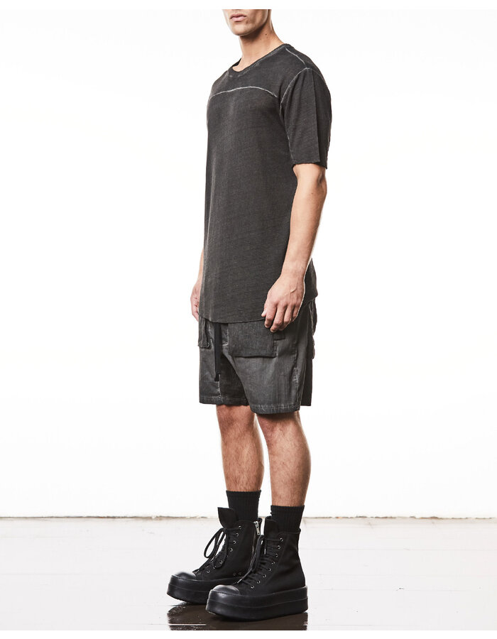 THOM KROM LINEN / VISCOSE CREW NECK T-SHIRT - OIL