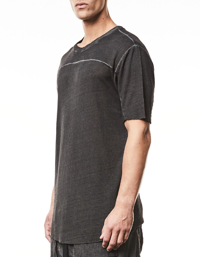 THOM KROM LINEN / VISCOSE CREW NECK T-SHIRT - OIL