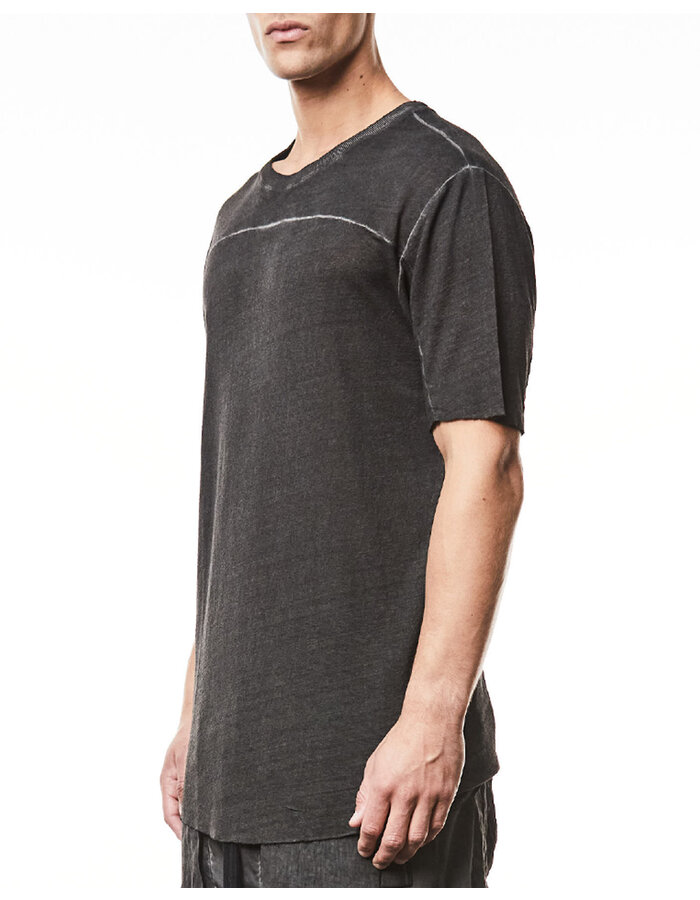 THOM KROM LINEN / VISCOSE CREW NECK T-SHIRT - OIL