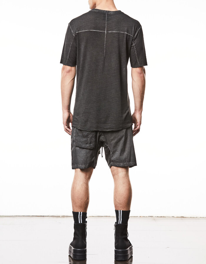THOM KROM LINEN / VISCOSE CREW NECK T-SHIRT - OIL