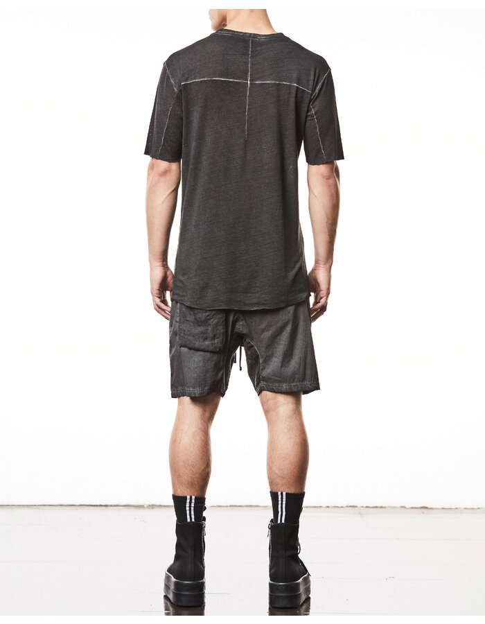 THOM KROM LINEN / VISCOSE CREW NECK T-SHIRT - OIL
