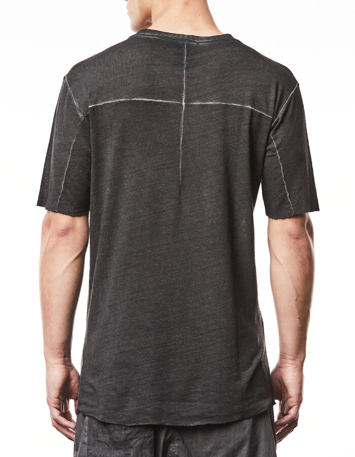 THOM KROM LINEN / VISCOSE CREW NECK T-SHIRT - OIL
