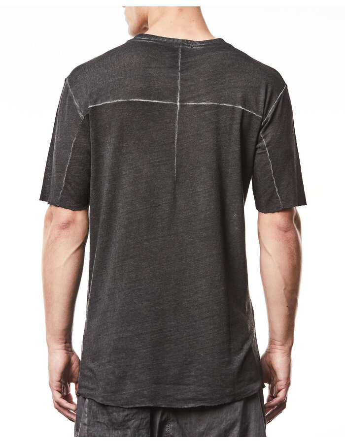 THOM KROM LINEN / VISCOSE CREW NECK T-SHIRT - OIL