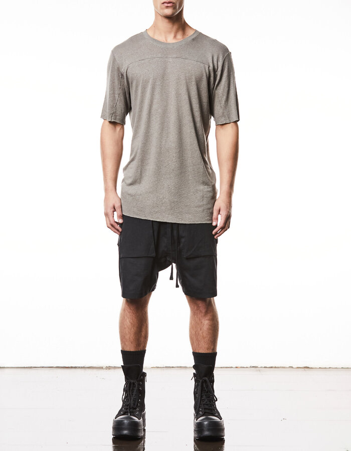 THOM KROM LINEN / VISCOSE CREW NECK T-SHIRT - ROCK