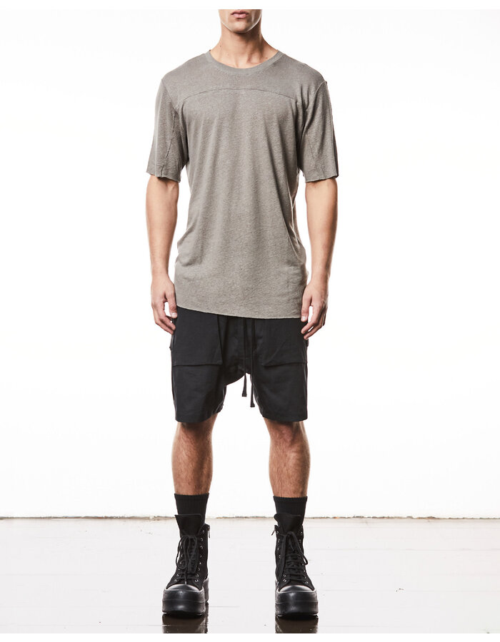 THOM KROM LINEN / VISCOSE CREW NECK T-SHIRT - ROCK