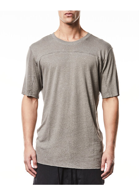 THOM KROM LINEN / VISCOSE CREW NECK T-SHIRT - ROCK