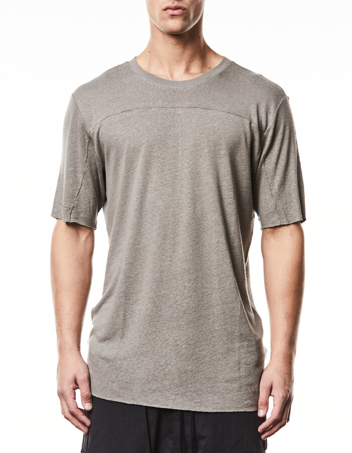 THOM KROM LINEN / VISCOSE CREW NECK T-SHIRT - ROCK